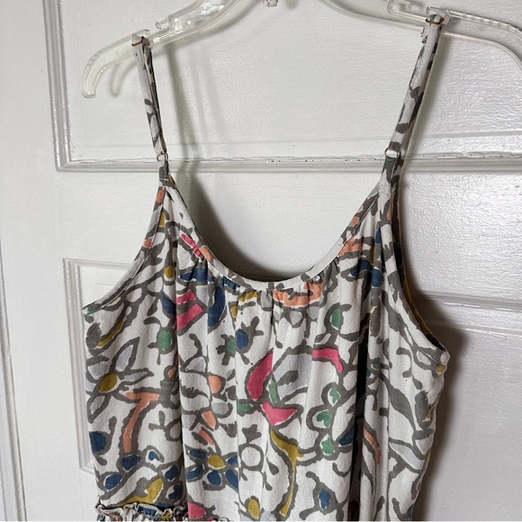 THML 100% Cotton A-Line Dress Tiered Ruffle Hem Colorful Allover Print Sz Small - Picture 12 of 17